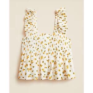 J. Crew  Pintuck Peplum Cotton Top in Budding Rose Print Sz L #651